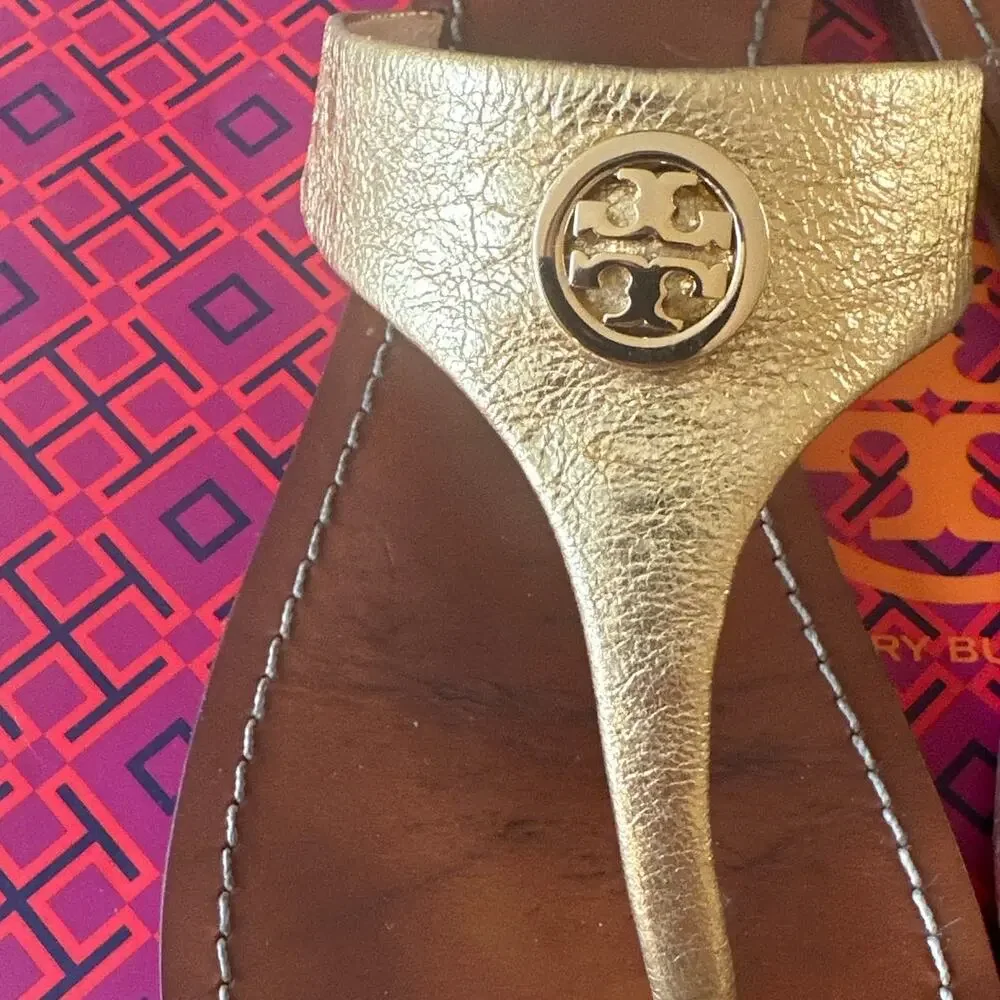 Tory Burch‎ Cameron Gold Leather Sandals 9.5